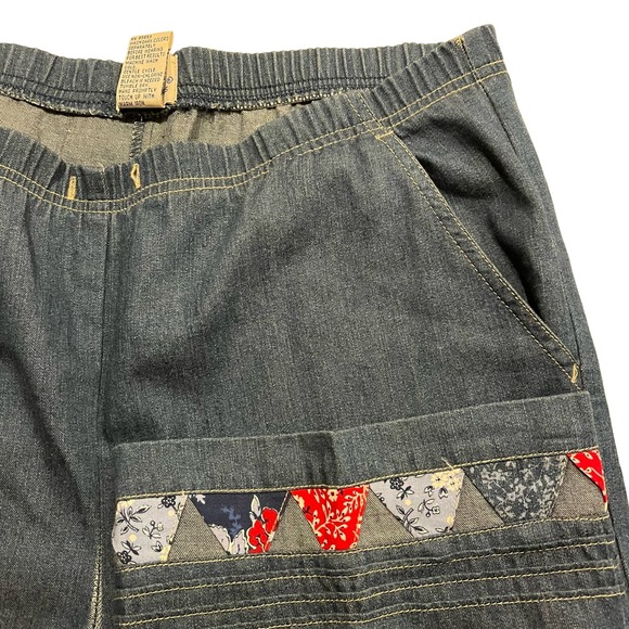 Vintage Koret City Blues Capri Pants Women's Small Quilt Patch Pull On Pants - Picture 1 of 14